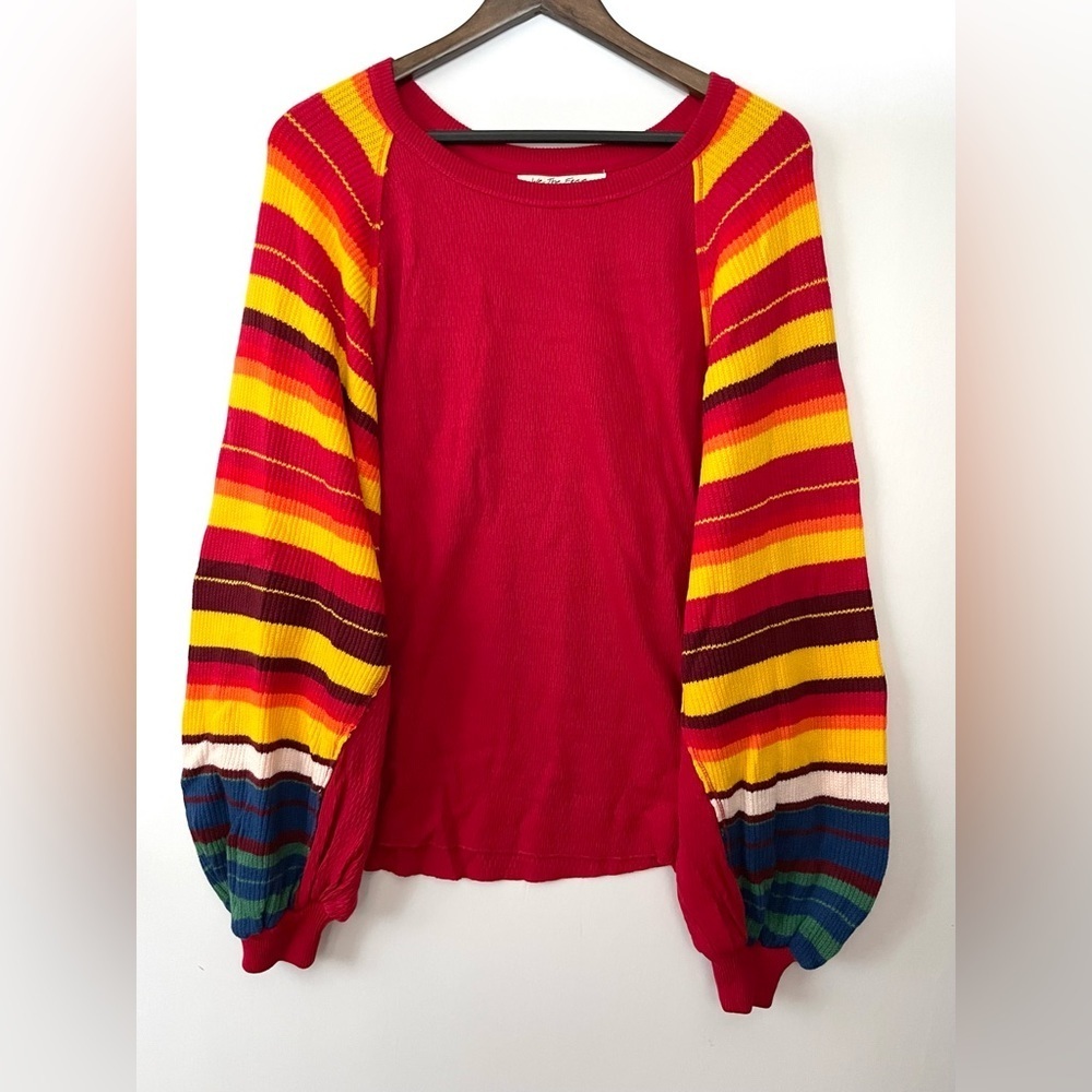 Free People Rainbow Dreams oversized sleeve top stripe - Picture 2 of 11